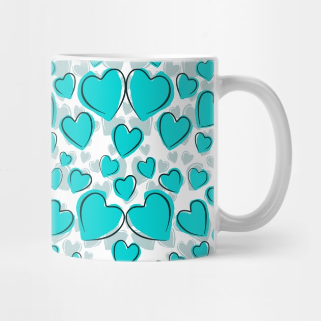 Splashes of Hearts in Tropical Aqua Blue by Dibble Dabble Designs